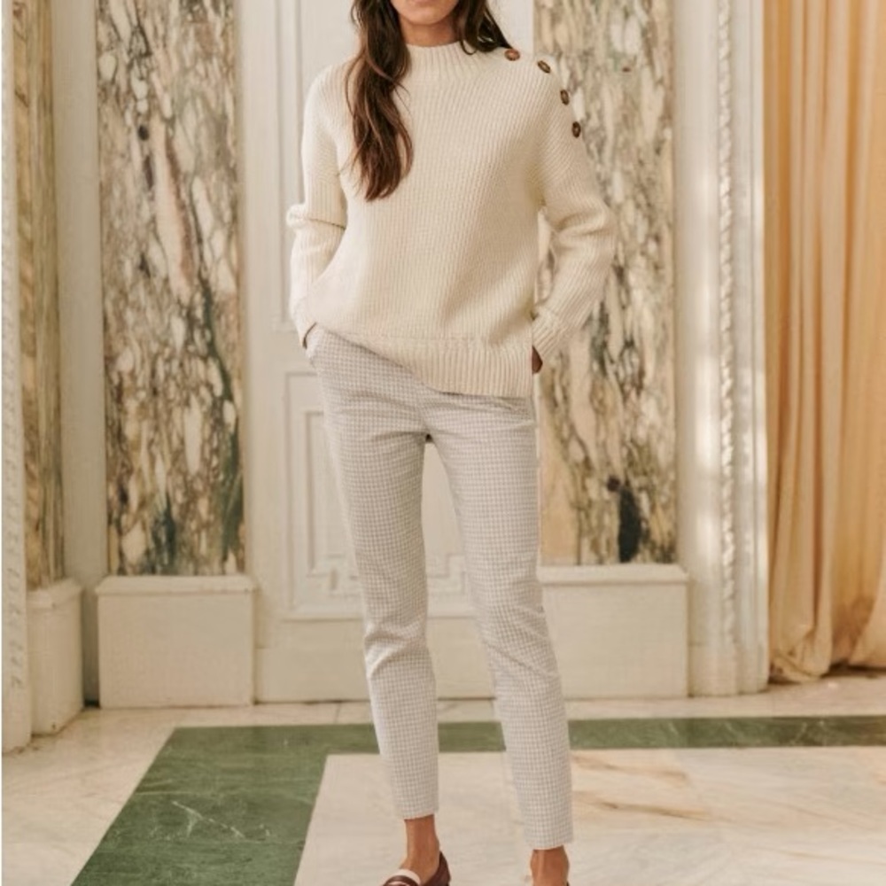 Sezane Clara Trousers Size 4 Camel/Ecru